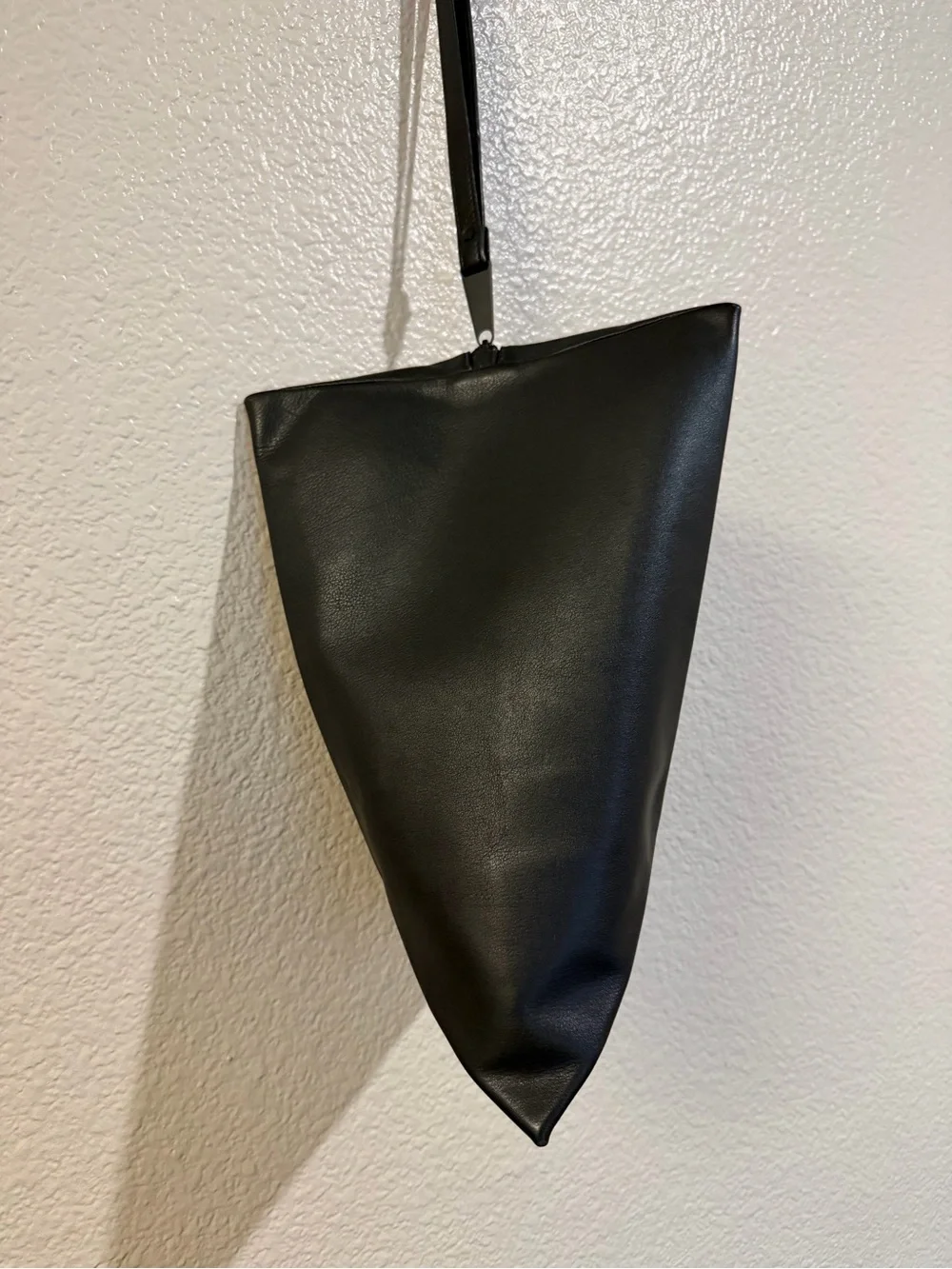 BOTTEGA VENETA Black Triangle Zip Closure Silver Hardware Crossbody Bag